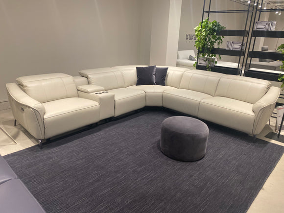 EMF KM609H - Genuine Top Grain Leather Sectional 5pcs. w/3 power recliners